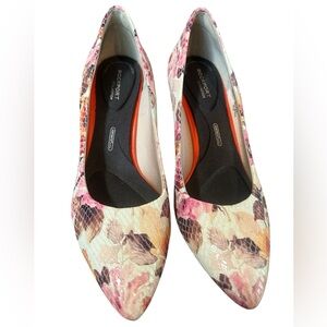 Rockport Pink and Cream Heels with Floral Design